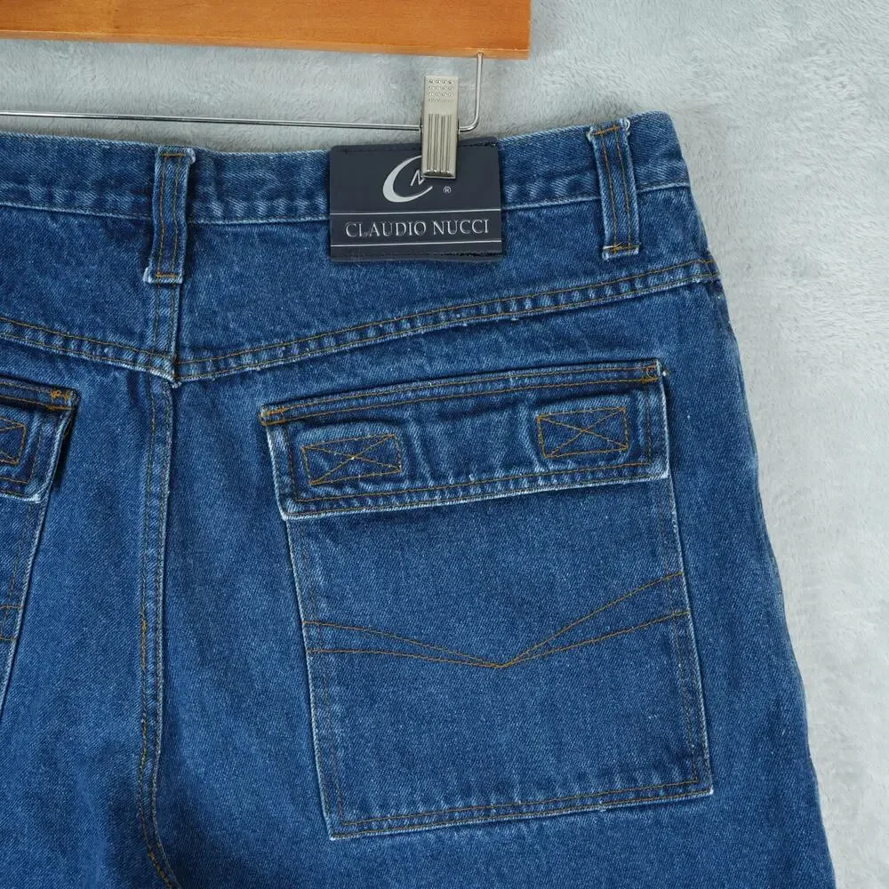 Claudio Nucci Shorts Mens 40x11.5 Blue Carpenter Baggy‎ Y2K Ramie Blend